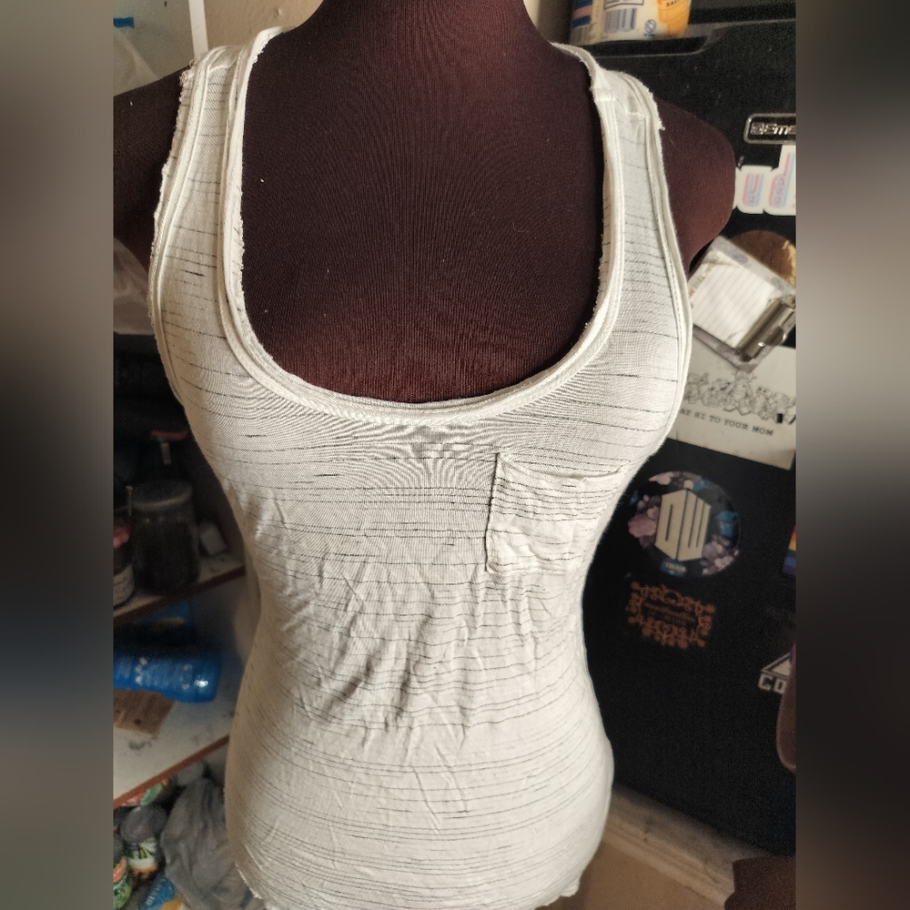NWOT Michelle USA Scoop Neck Striped Pocket Tank Blouse